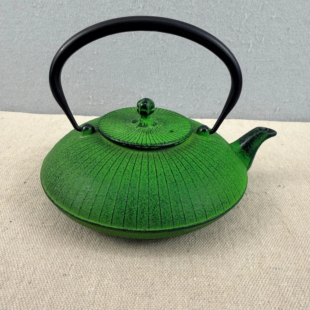 Kotobuki Green Cast Iron Teapot Nanbu Tekki Japanese Tetsubin with Infuser